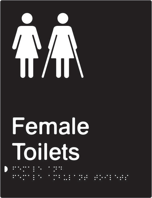 Female & Female Ambulant Toilets Braille & tactile sign (PBABk-FTFambT)