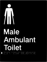 Male Ambulant Toilet Braille & tactile sign (PBABk-MambT)