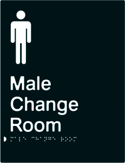 Male Change Room Braille & tactile sign (PBABk-MCR)
