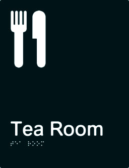 Tea Room Braille & tactile sign (PBABk-Tearoom)