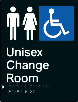 Unisex Accessible Change Room Braille & tactile sign (PBABk-UACR)