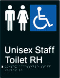 Unisex Accessible Staff Toilet Right Hand transfer Braille & tactile sign (PBABk-UAsTRH)