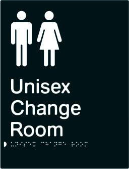 Unisex Change Room Braille & tactile sign (PBABk-UCR)