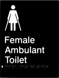 Female Ambulant Toilet Braille & tactile sign (PBABk-FambT)