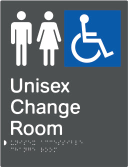 Unisex Accessible Change Room Braille & tactile sign (PBAGy-UACR)