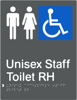 Unisex Accessible Staff Toilet Right Hand transfer Braille & tactile sign (PBAGy-UAsTRH)