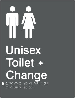 Unisex Toilet & Change Room Braille & tactile sign (PBAGy-UTACR)