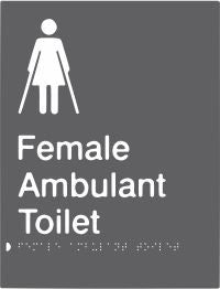 Female Ambulant Toilet Braille & tactile sign (PBAGy-FambT)