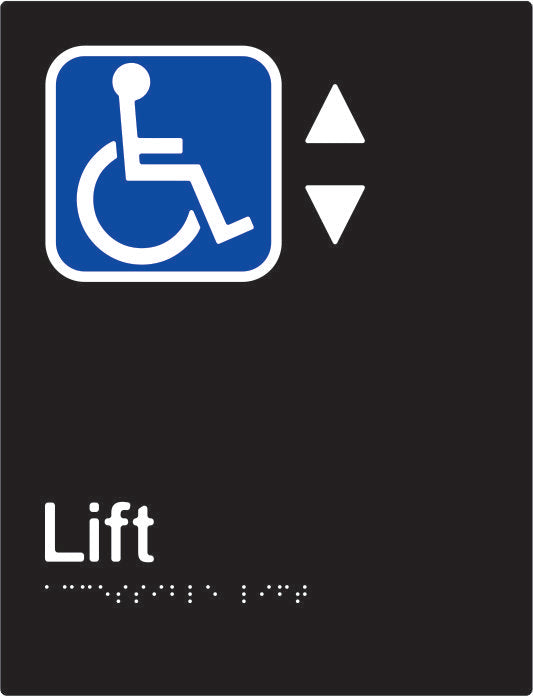 Accessible Lift Braille & tactile sign (PBABk-ALift)