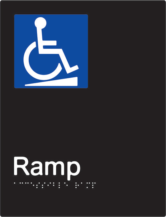 PBABk-ARamp  - Accessible Ramp Braille and tactile sign