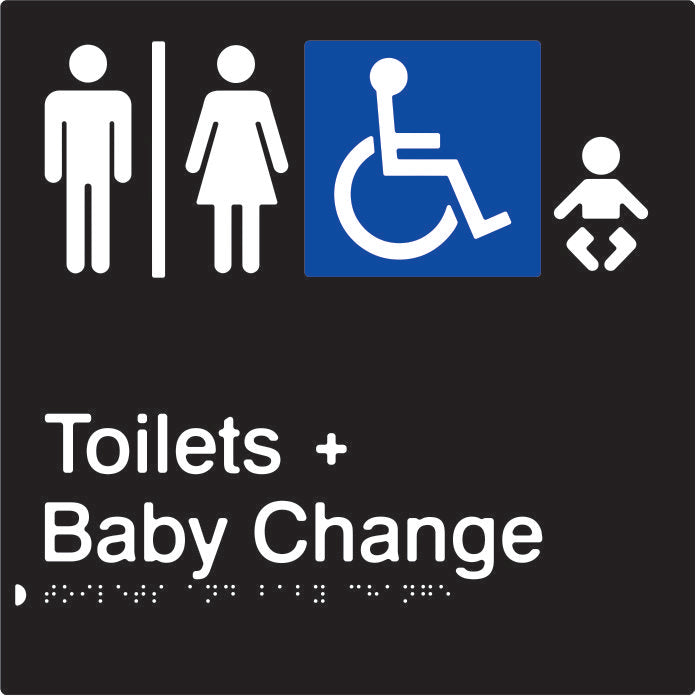 PBABk-AUATABC - Airlock for Male, Female & Accessible Toilets & Baby Change Braille & tactile sign