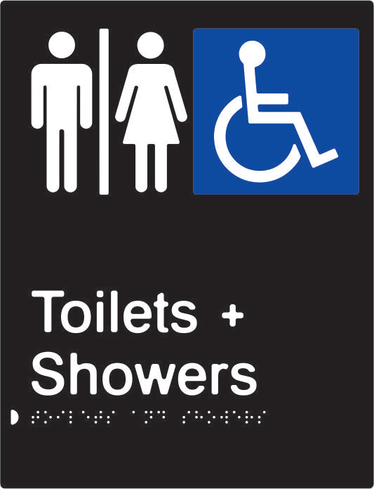 PBABk-AUATAS - Airlock for Male, Female & Accessible Toilets & Shower Braille & tactile sign
