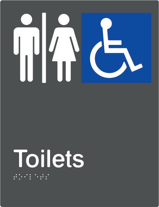 PBAGy-AUAT - Airlock Male, Female & Accessible Toilets Braille & tactile sign