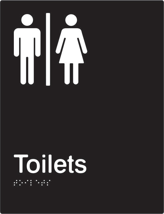 PBABk-AUT - Airlock Male & Female Toilets Braille & tactile sign