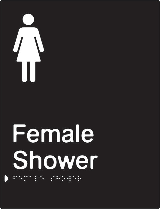 Female Shower Braille & tactile sign (PBABk-FS)