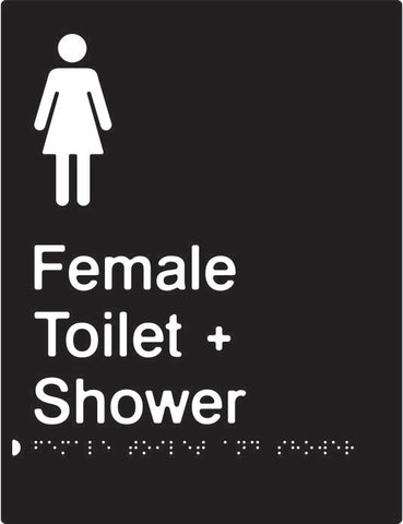 Female Toilet & Shower Braille & tactile sign (PBABk-FTAS)