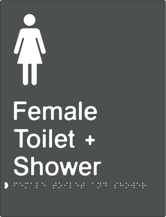 Female Toilet & Shower Braille & tactile sign (PBAGy-FTAS)