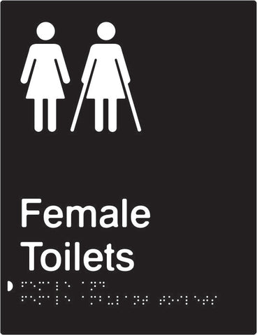 Female & Female Ambulant Toilets Braille & tactile sign (PBABk-FTFambT)