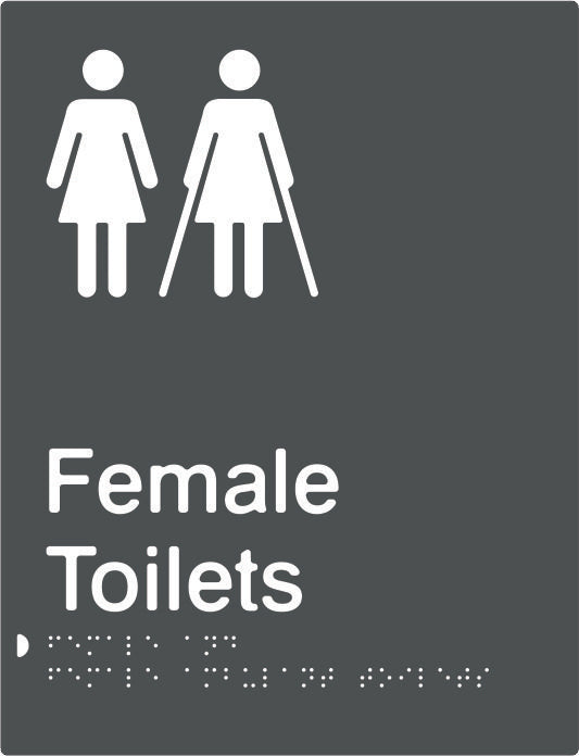 Female & Female Ambulant Toilets Braille & tactile sign (PBAGy-FTFambT)