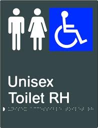 Unisex Accessible Toilet Right Hand transfer Braille & tactile sign (PBAGy-UATRH)