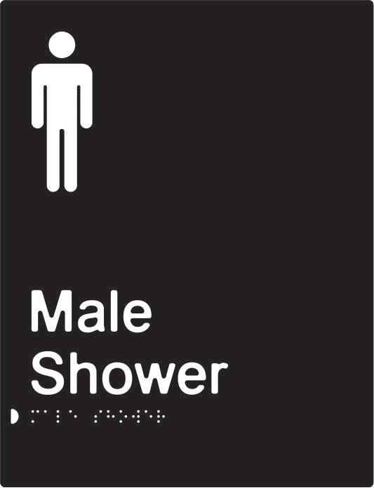 Male Shower Braille & tactile sign (PBABk-MS)
