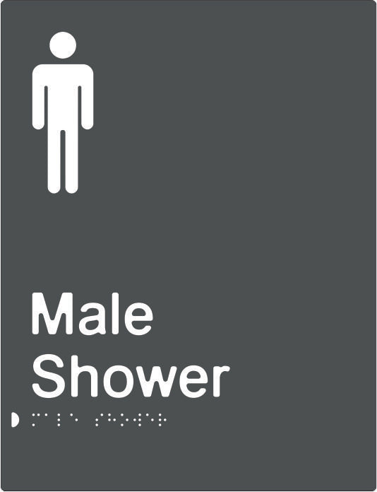 Male Shower Braille & tactile sign (PBAGy-MS)