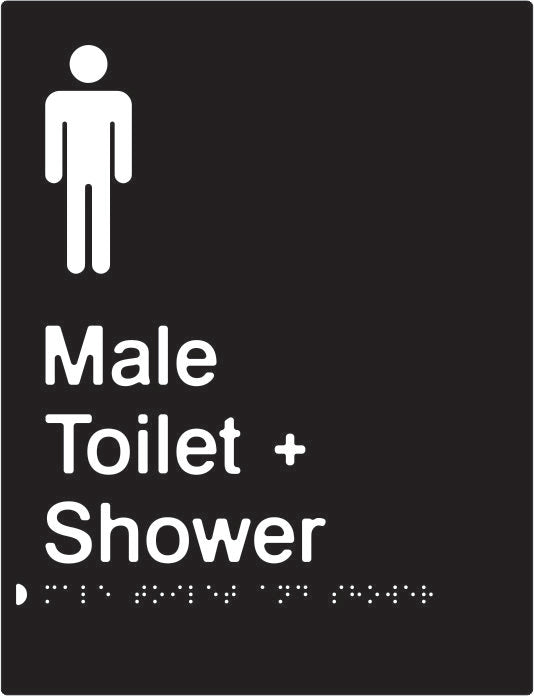 Male Toilet & Shower Braille & tactile sign (PBABk-MTAS)