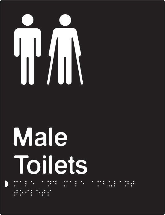 Male & Male Ambulant Toilets Braille & tactile sign (PBABk-MTMambT)