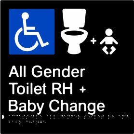Accessible All Gender Toilet & Baby Change Right Hand Transfer (PBABk-AAGTABCRH)