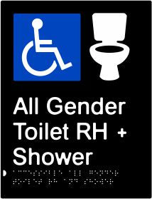 All Gender Accessible Toilet & Shower Right Hand Transfer (PBABk-AAGTASRH)