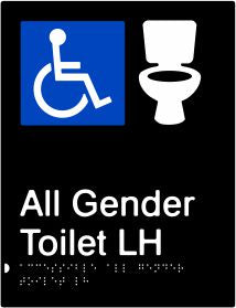 All Gender Accessible Toilet Left Hand Transfer (PBABk-AAGTLH)