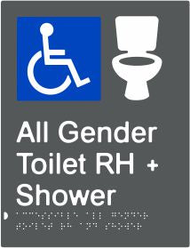 All Gender Accessible Toilet & Shower Right Hand Transfer (PBAGy-AAGTASRH)