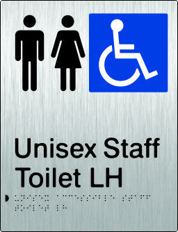 Unisex Accessible Staff Toilet Left Hand transfer Braille & tactile sign (PB-SSUAsTLH)