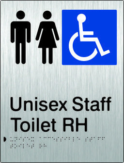 Unisex Accessible Staff Toilet RightHand transfer Braille & tactile sign (PB-SSUAsTRH)