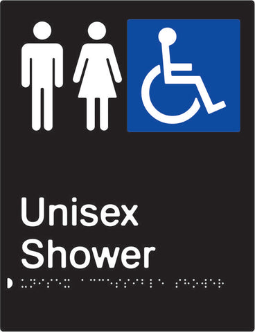 Unisex Accessible Shower Braille & tactile sign (PBABk-UAS)