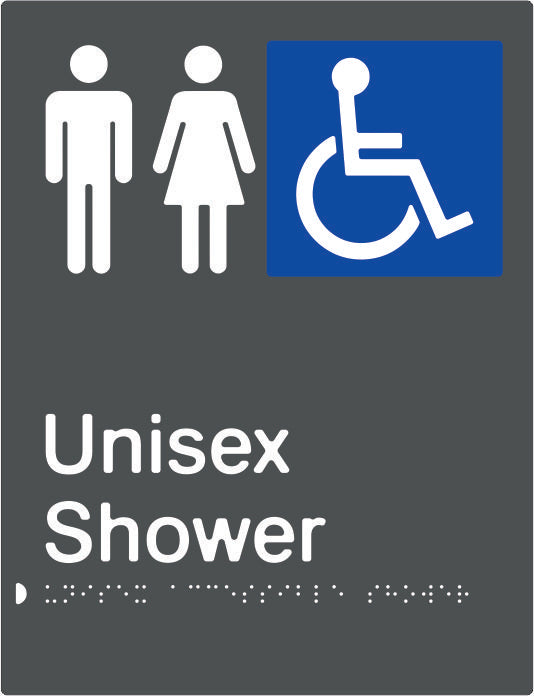Unisex Accessible Shower Braille & tactile sign (PBAGy-UAS)