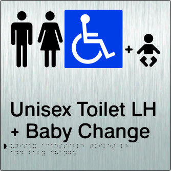 Unisex Accessible Toilet & Baby Change Left Hand Transfer Braille & tactile sign (PB-SSUATABCLH)