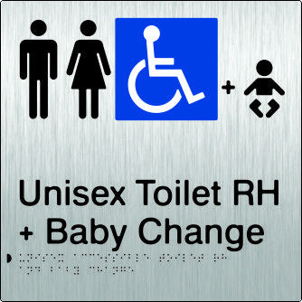 Unisex Accessible Toilet & Baby Change Right Hand Transfer Braille & tactile sign (PB-SSUATABCRH)