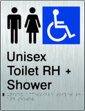 Unisex Accessible Toilet & Shower Right Hand transfer Braille & tactile sign (PB-SSUATASRH)