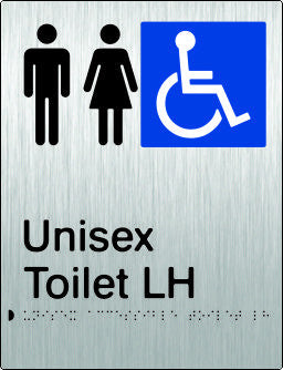Unisex Accessible Toilet Left Hand transfer Braille & tactile sign (PB-SSUATLH)