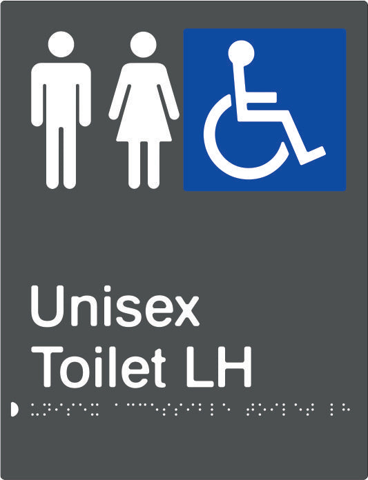 Unisex Accessible Toilet Left Hand transfer Braille & tactile sign (PBAGy-UATLH)