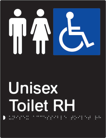 Unisex Accessible Toilet Right Hand transfer Braille & tactile sign (PBABk-UATRH)