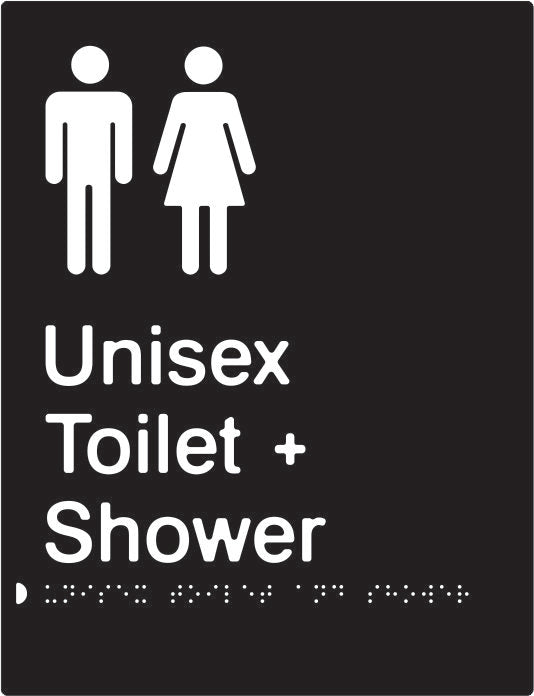 Unisex Toilet & Shower Braille & tactile sign (PBABk-UTAS)