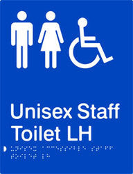 Unisex Accessible Staff Toilet Left Hand transfer Braille & tactile sign (PB-UAsTLH)