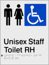 Unisex Accessible Staff Toilet Right Hand transfer Braille & tactile sign (PBS-UAsTRH)