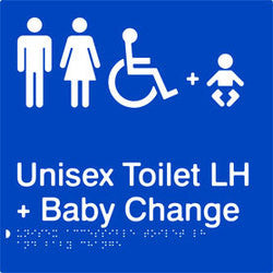 Unisex Accessible Toilet & Baby Change Left Hand transfer Braille & tactile sign (PB-UATABCLH)