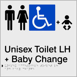 Unisex Accessible Toilet & Baby Change Left Hand transfer Braille & tactile sign (PBS-UATABCLH)