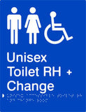 Unisex Accessible Toilet & Change Room Right Hand transfer Braille & tactile sign (PB-UATACRRH)