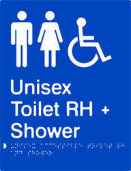 Unisex Accessible Toilet & Shower Right Hand transfer Braille & tactile sign (PB-UATASRH)