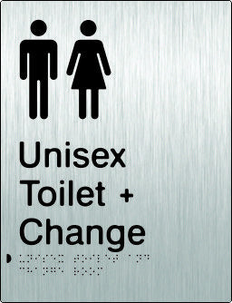Unisex Toilet & Change Room Braille & tactile sign (PB-SSUTACR)